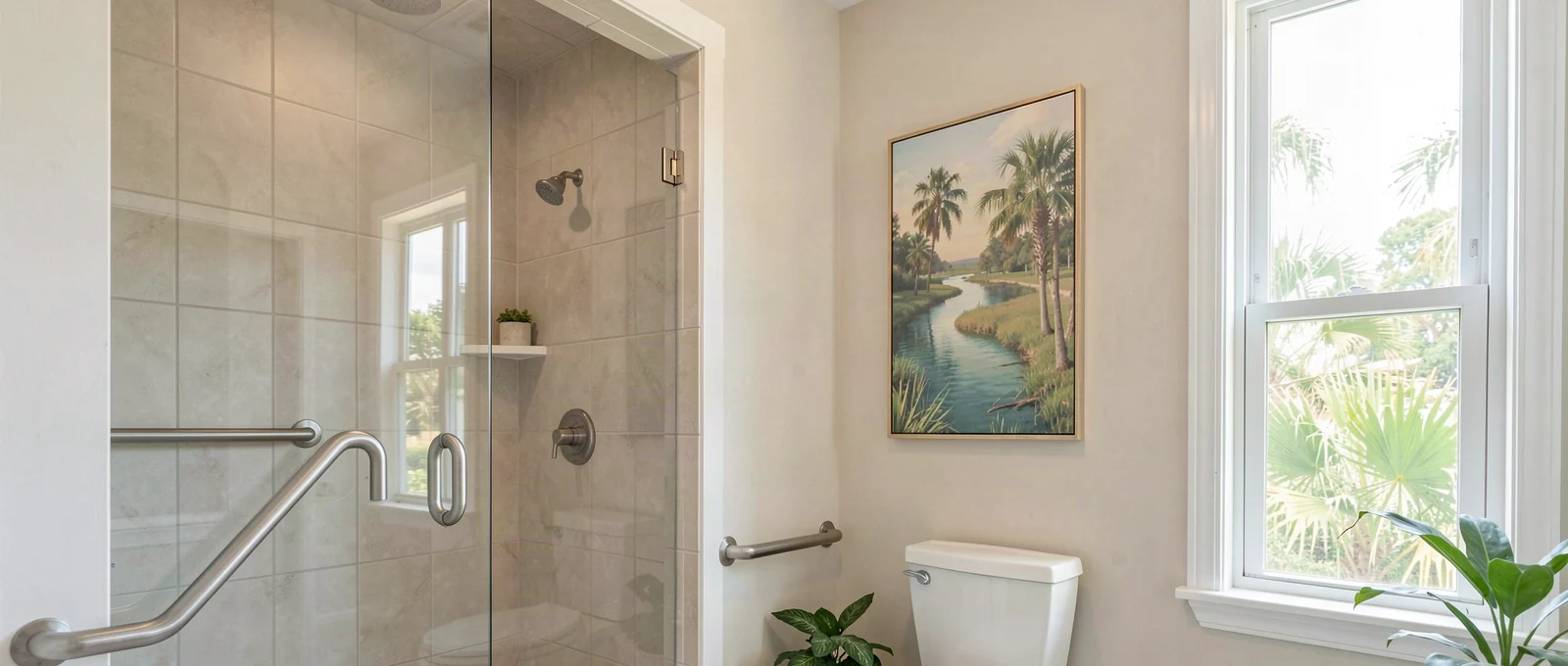 Accessible walk-in shower in a Naples home in Naples, FL
